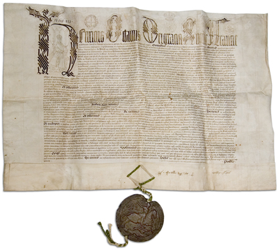Document giving the Manor of Ickwell to John Barnardiston 1543
